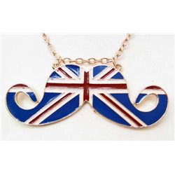 7344 - BRITISH FLAG MOUSTACHE PENDANT W/ CHAIN