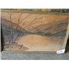 Image 1 : VINTAGE FRAMED PICTURE - TREE OVER LAKE