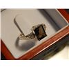 Image 2 : RING - BROWN QUARTZ (EMERALD CUT) WITH 6 DIAMONDS - CERTIFICATE - $550