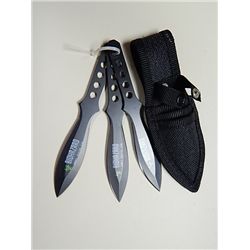 KNIFE - BIOHAZARD THROWING KNIVES - 4 PC SET (3 KNIVES & 1 SHEATH) - A54357