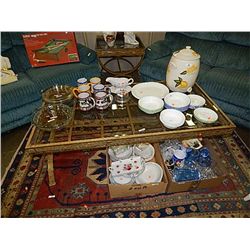 METAL AND GLASS TOP COFFEE TABLE SET - 3PC