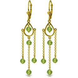 14k Yellow Gold 3.0ct Peridot Long Drop Earrings