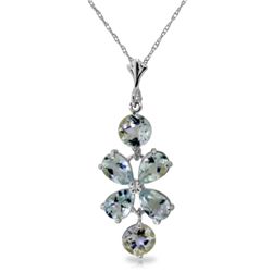 14K WG 2.15ct PEAR & 1.00ct AQUAMARINE NECKLACE