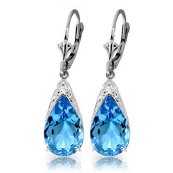 12.00ct PEAR Blue Topaz Drop Earrings in 14k WG