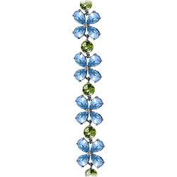14K White Gold 15.40ct Blue Topaz & 5.3ct Peridot Bracelet