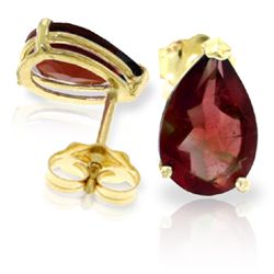 3.15ct Teardrop Garnet Stud Earrings in 14k Gold