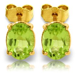 1.80ct Oval Peridot Stud Earrings in 14k Gold