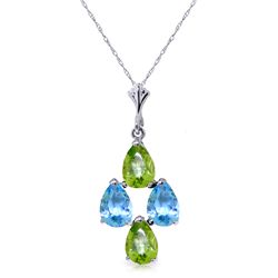 14K White Gold .75ct Peridot & .75ct Blue Topaz Necklace