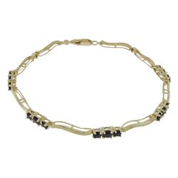 14k YG .95ct & .80ct Sapphires & .01ct Diamond Bracelet