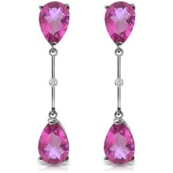 14k WG 7.00ct Pink Topaz Teardrop & DIAMOND Earrings