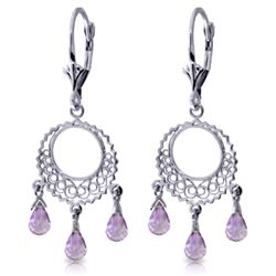14k WG 3.75ct Amethyst Round Chandelier Earrings