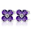 Image 1 : 14k WG 1.15ct ROUND Amethyst Flower Stud Earrings