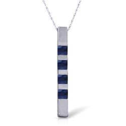 14K WG 0.35ct PRINCESS CUT SAPPHIRE BAR NECKLACE