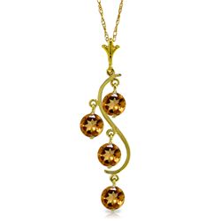 14K Y. GOLD 2.25ct ROUND SHAPE CITRINES NECKLACE