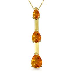 14K Y. GOLD 0.85ct PEAR SHAPE CITRINES NECKLACE