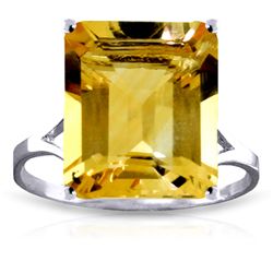 14K White Gold 6.50ct Octagon Citrine Ring