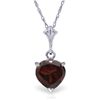 Image 1 : 14K White Gold 1.15ct Heart Garnet Necklace