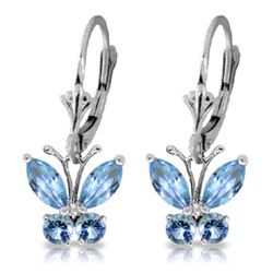 .85ct & .39ct Blue Topaz Butterfly Earrings in 14k WG