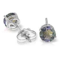 14k WHITE GOLD 0.95ct Tanzanite Stud Earrings