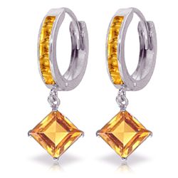 14K White Gold 3.20ct & 1.20ct Citrine Hoop Earring