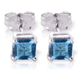 14k White Gold 0.95ct Blue Topaz Stud Earrings