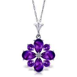 14k White Gold Amethyst Flower Necklace