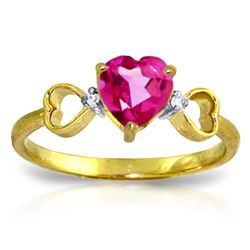 14k YG 0.95ct Pink Topaz & Diamond Heart Ring