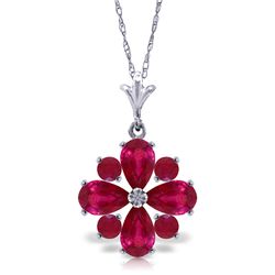 14k WG 1.63ct & .50ct Ruby Flower Necklace