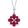 Image 1 : 14k WG 1.63ct & .50ct Ruby Flower Necklace