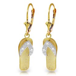 14K YG 0.04ct DIAMONDS SHOES LEVERBACK EARRING