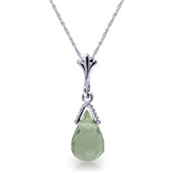 14k Gold 2.50ct Green Amethyst Briolette Necklace