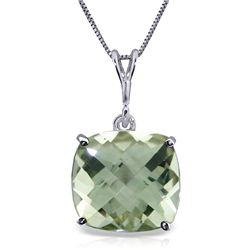 14k Gold 3.60ct Cushion Green Amethyst Necklace