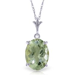 14k Gold 3.20ct Oval Green Amethyst Necklace