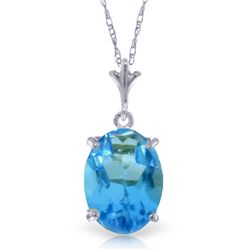 14k Gold 3.12ct Oval Blue Topaz Necklace