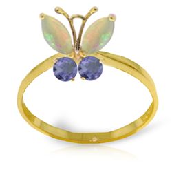 14k YG .50ct Opal and .20ct Tanzanite Butterfly Ring
