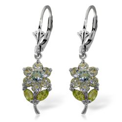 14k Solid Gold Aquamarine & Peridot Earrings