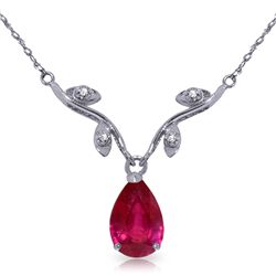 14k WG 1.50ct Elegant Ruby with DIAMOND Necklace