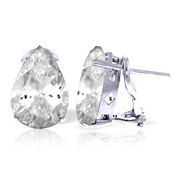 14k WG 10.00ct White Topaz Teardrop French Clip Earring