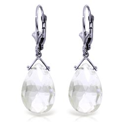 14k Solid Gold 10.20ct White Topaz Earrings