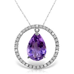 14K White Gold 6.5ct Amethyst & Diamond Necklace