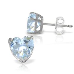 3.25ct Aquamarine Heart Stud Earrings in 14k WG