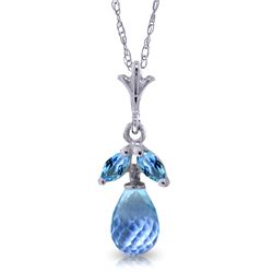 14k Solid Gold Blue Topaz Petite Necklace