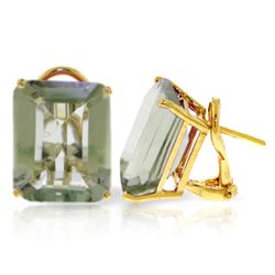 14k Solid Gold 13.0ct Green Amethyst Earrings