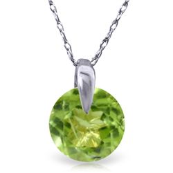 14K White Gold 1.00ct Round Cut Peridot Necklace