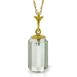 14k Solid Gold 4.50ct Green Amethyst Necklace