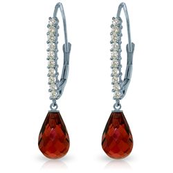 14k Solid Gold 4.50ct Garnet & Diamond Earrings