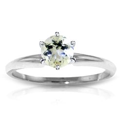 14k WHITE GOLD 0.65ct Aquamarine Solitaire Ring
