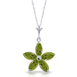 14k Solid Gold 1.40ct Peridot Flower Necklace