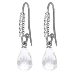 14k WG Earrings with Diamonds & 4.50ct White Topaz