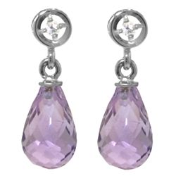 14k White Gold 2.70ct Amethyst & Diamond Earrings